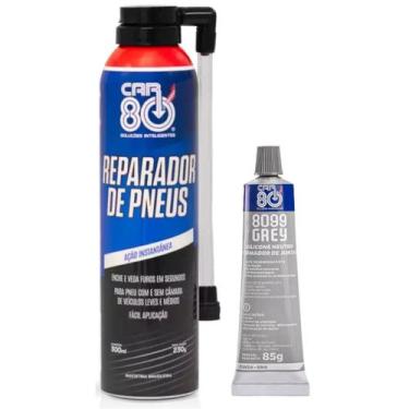 Imagem de Kit Car80 Reparador Pneu E Silicone Forma Junta Cinza 8099