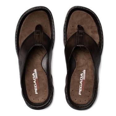 Imagem de Chinelo Masculino Pegada Couro Anilina Levitech Marrom, Marrom, 42