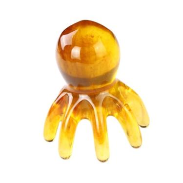 Imagem de Kokiya Pente de massagem de polvo, ferramenta compacta de bolso para massagem no couro cabeludo, ferramenta para meridianos, para corpo, pescoço, mãos, CafÉ