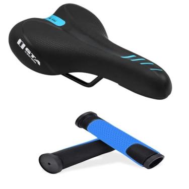 Imagem de Selim Speed Anatômico para Bicicleta Speed e MTB – Confortável, Resistente à Água, Fácil Instalação, Acompanha Par de Manoplas de Borracha(Azul)