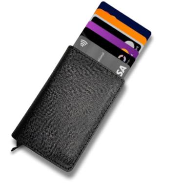 Imagem de Carteira Masculina Feminina Antifurto Cartao Rfid Essencial Couro Pu Slim Atni TESSERA