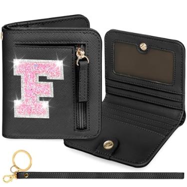 Imagem de YQE Carteira com inicial RFID para meninas pequenas, presentes na moda, aniversário, Natal, meia ideia de presente para adolescentes, filha, neta, sobrinha, 6, 7, 8, 9, 10, 11, 12, 13 anos, Preto, F