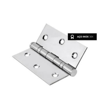 Imagem de Dobradiça Inox Com Rolamento 3,5 X 3 Cromada - Cartela C/03