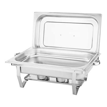 Imagem de Rechaud Retangular Aço Inox 9 Litros Com 1 Cuba Banho Maria