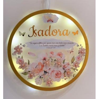 Imagem de Porta Maternidade Floral Versículo Led Acrílico e Espelho