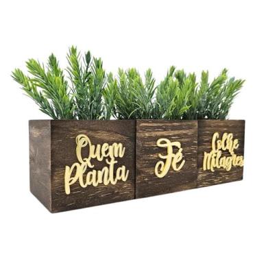 Imagem de Trio Vasinhos Decorativos Plantinha Artificial Acrílico Espelhado Dour