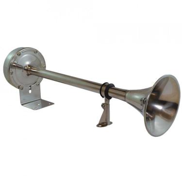 Imagem de Buzina Em Aço Inox 12V Tipo Corneta Som Grave 120 Decibéis