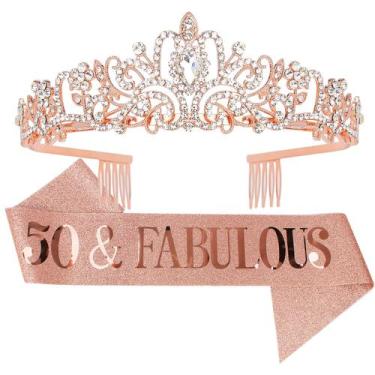 Imagem de Coroa e faixa de aniversário AOPRIE 50 Fabulous para mulheres