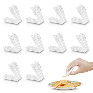 Imagem de KSOPUERT 10packs Three finger clips Finger Chopsticks Tweezers Trongs light and handy Anti-slip High Temperature Resistant Reusable PP Material Translucent White