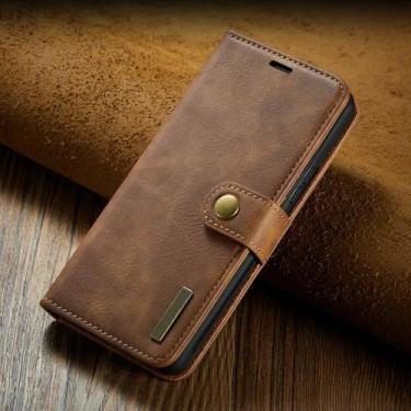 Imagem de MVVKKY Capa de couro magnética removível com porta-cartões para Galaxy A55 5G (para Galaxy A55 5G/marrom)