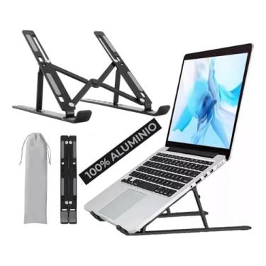 Imagem de Suporte Mesa Notebook Macbook Alumínio 12 A 17 Polegadas Portátil Ergonômico Preto (Preto)