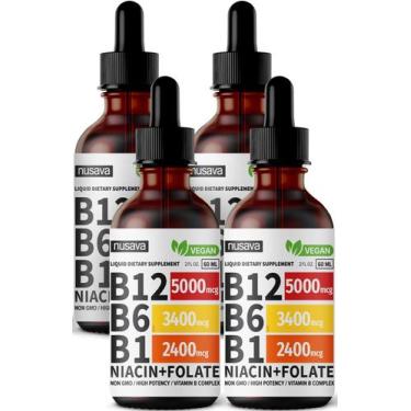 Imagem de (Pacote com 4) Gotas Líquidas de Vitamina B12 NUSAVA 5000mcg 80 porçõe