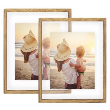 Imagem de Porta-retratos fotográfico DLQuarts 11x14 Floating Wood, pacote com 2