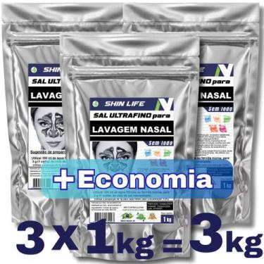 Imagem de Sal Ultrafino Sem Iodo 3kg P/ Lavagem Nasal Soro Fisiologico - Cimsal