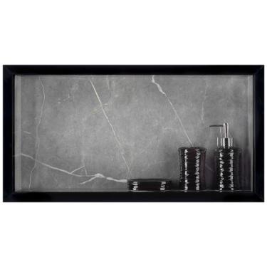 Imagem de Nicho em Porcelanato Polido para Banheiro - Cinza/Preto 60/08 - Oeste 