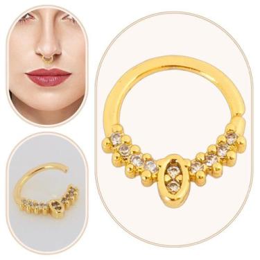 Imagem de Piercing Septo Nariz Banhado a Ouro 18k com Zircônias Dourado - Dinis 