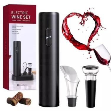 Imagem de Kit Abridor De Vinho Elétrico 4 em 1 Rolha Automático Pilha Barato - E