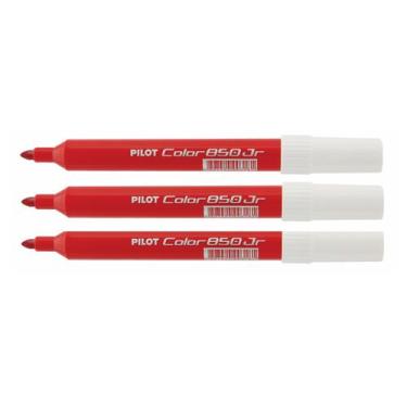 Imagem de Kit com 3 Caneta Hidrografica Color 850 Jr Vermelha Pilot