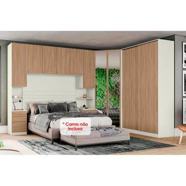 Imagem de Quarto Modulado Casal QMH05 5 Peças Areia/Jequitibá