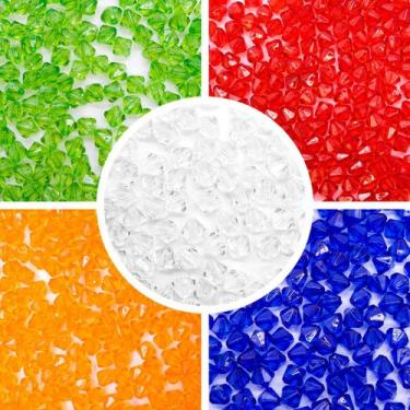 Imagem de Kit Miçanga Passante Balão Facetado Acrílico 8mm 5 Cores 250pçs 125g -