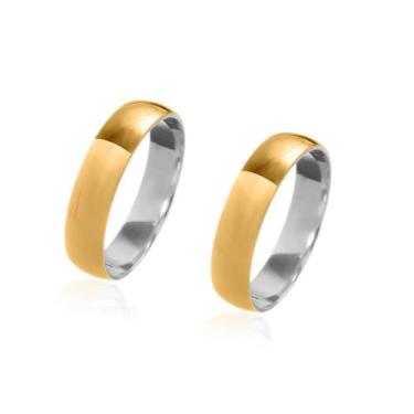 Imagem de Par de Alianças Vega encapadas em Ouro 18k com 5 mm de largura - JoiaU