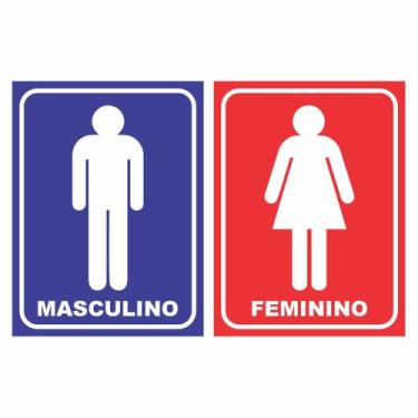 Imagem de Placa Banheiro Masculino E Feminino Wc Sanitário 20X15 Ps - Fixa Perso