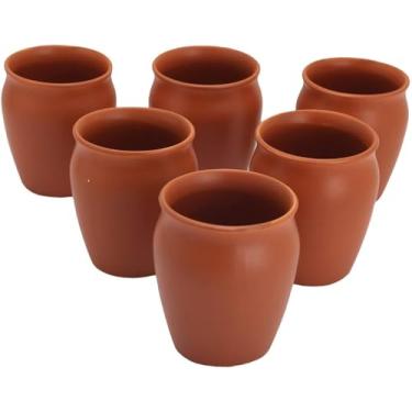 Imagem de Kullad Xícara de argila Kullad Terracota / Chá Kulhad canecas de café - 6 peças marrom 200 ml (conjunto de 6 kullad de argila), médio, marrom