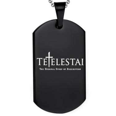 Imagem de DOMYUHAO Colar com pingente de casamento cristão em aço inoxidável gravado pela Tetelestai It Is Finished Cross Jesus Last Words Easter Bible Verse Dog Tag Gifts, One size, Aço inoxidável, Sem Pedra