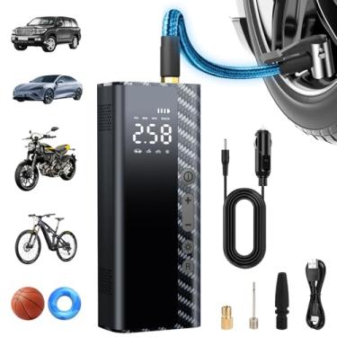 Imagem de Compressor de ar portátil para inflador de pneu, bomba de ar 3x mais rápida verdadeira 150PSI para pneus de carro 12000mAh e 12V DC pneu de bicicleta, bomba de pneu sem fio para carro, bicicleta