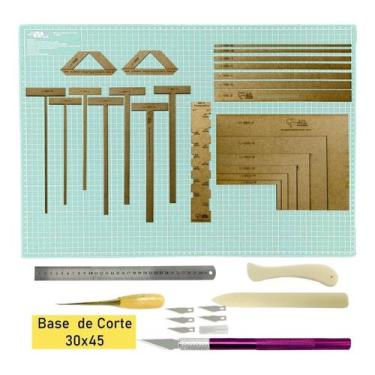 Imagem de Base De Corte Tiffany Placa 45x30 Kit de Réguas Para Scrapbook Encader