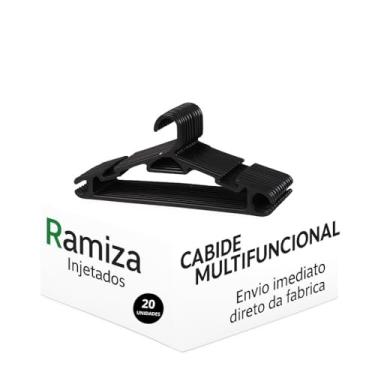Imagem de Cabide Plastico Ramiza Preto Adulto 38cm Kit 20 Unidades