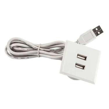 Imagem de Tomada Usb De Embutir Pop Com 2 Entradas Usb Quadrado Cinza