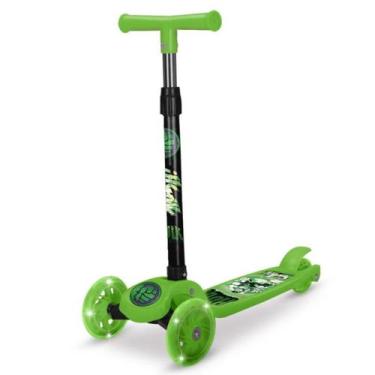 Imagem de Patinete Dobrável Infantil Hulk 3 Rodas C/ Luz Led Brinquedo - Etilux