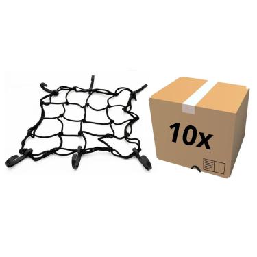 Imagem de Rede Redinha Aranha Rede Elástica Bagageiro capacete bagagem Moto motoboy carga 42X42CM venda em lote kit 10 peças