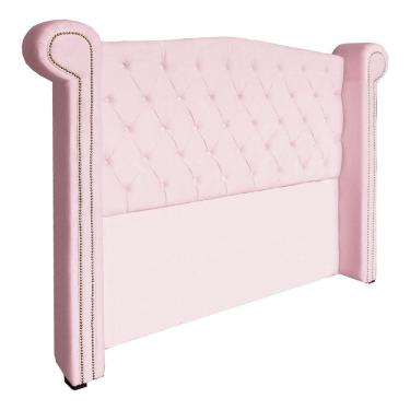 Imagem de Cabeceira Estofada Sienna Para Cama Box Solteiro 90 Cm Suede Rosa Bebe - LM DECOR
