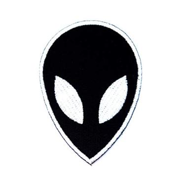 Imagem de Black Alien Head UFO Outer Space I Believe Cosmos Cartoon Kids Patch Infantil Bolsa de Roupas Camiseta Jeans Biker Badge Aplique Passar/Costurar