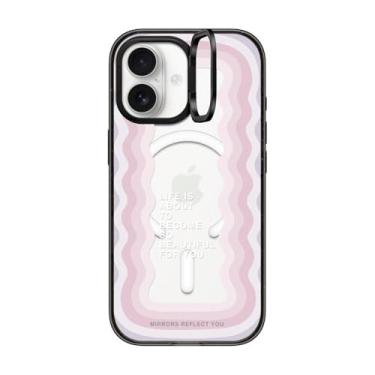 Imagem de CASETiFY Capa para iPhone 17 com suporte de anel de impacto [suporte/compatível com Magsafe/2 m. Proteção contra quedas de grau militar 3X] - Life is Beautiful - Preto transparente