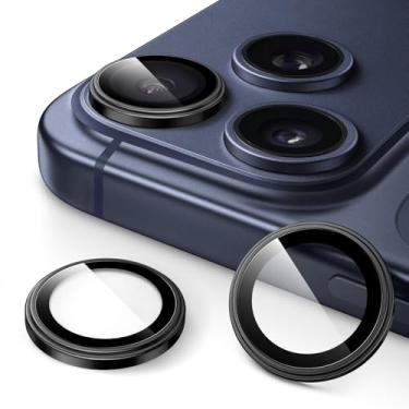 Imagem de JETech Protetor de Lente de Câmera para iPhone 17 Pro 6,3 Polegadas e iPhone 17 Pro Max 6,9 Polegadas, Vidro Temperado 9H, Case de Anel Individual de Metal, HD Claro, 1 Conjunto (Preto)