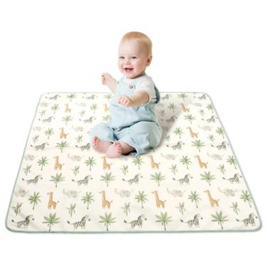 Imagem de DJAPWPX Tapete Splat para bebês, protetor de piso de cadeira alta, tapete antiderrapante, tapete quadrado para brincar de bebê de 110 × 110 cm, protetor de piso de poliéster impermeável para comer