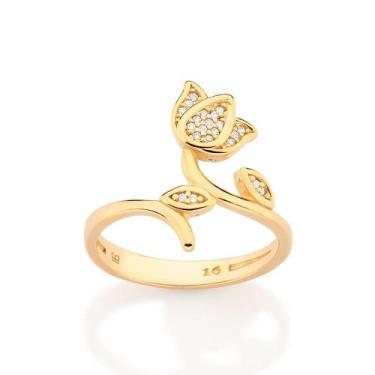 Imagem de Anel skinny com flor tulípa cravejado por zircônias 513588 - Rommanel,