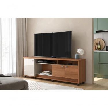 Imagem de Bancada Dallas Suporte Para Tvs C- 3 Portas E Nichos - Jequitiba-off White Perolizado