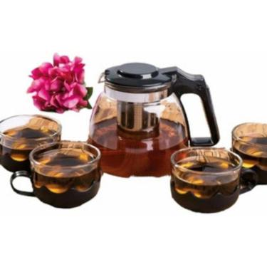 Imagem de Chaleira Bule Infusor 1L E 4 Xícaras Inox Chá Mesa Vai Ao