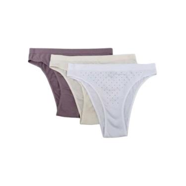 Imagem de Kit com 3 Calcinhas Biquíni Trifil C01087 Branco/Amarelo/Roxo, Sortido