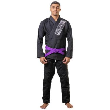 Imagem de Kimono Jiu Jitsu Trançado Reforçado Adulto Brave Training Naja, Preto,