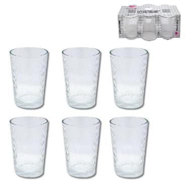 Imagem de Kit Jogo 6 Copo Vidro Bebidas Agua Suco Cerveja Drinks 200Ml Diamond Bar Restaurante Baixo Multiuso Conjunto Redondo