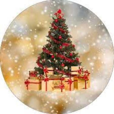 Imagem de Painel Redondo Natalino Capa Estampada De Árvore De Natal Decoração Pa