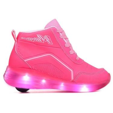 Imagem de Tênis Infantil De Rodinha Unissex Minipé com Led Cano Alto Feminino e 