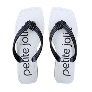 Imagem de Chinelo Feminino Bicolor Confortável Dia a Dia (Preto/Branco, Padrão, BR, Adulto, Numérico, 33)