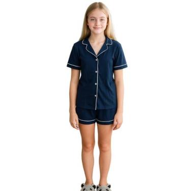 Imagem de Pijama Juvenil Feminino em Algodão  Conjunto Manga Curta com Short Con