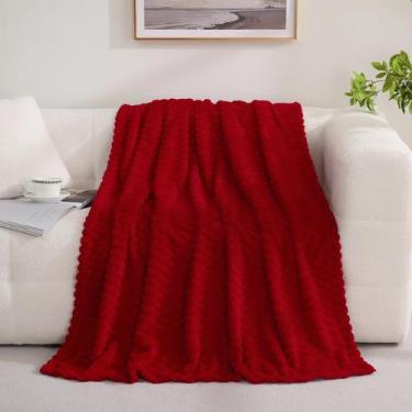 Imagem de Manta Throw Blanket Puncuntex Red Fuzzy Jacquard Flannel 150x200cm